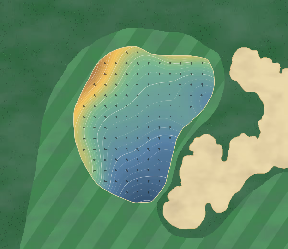 Green contour map of Barona Creek in Lakeside, California — 282 elevation contours at a 3-inch interval with fall-line arrows, traced from 1-meter lidar