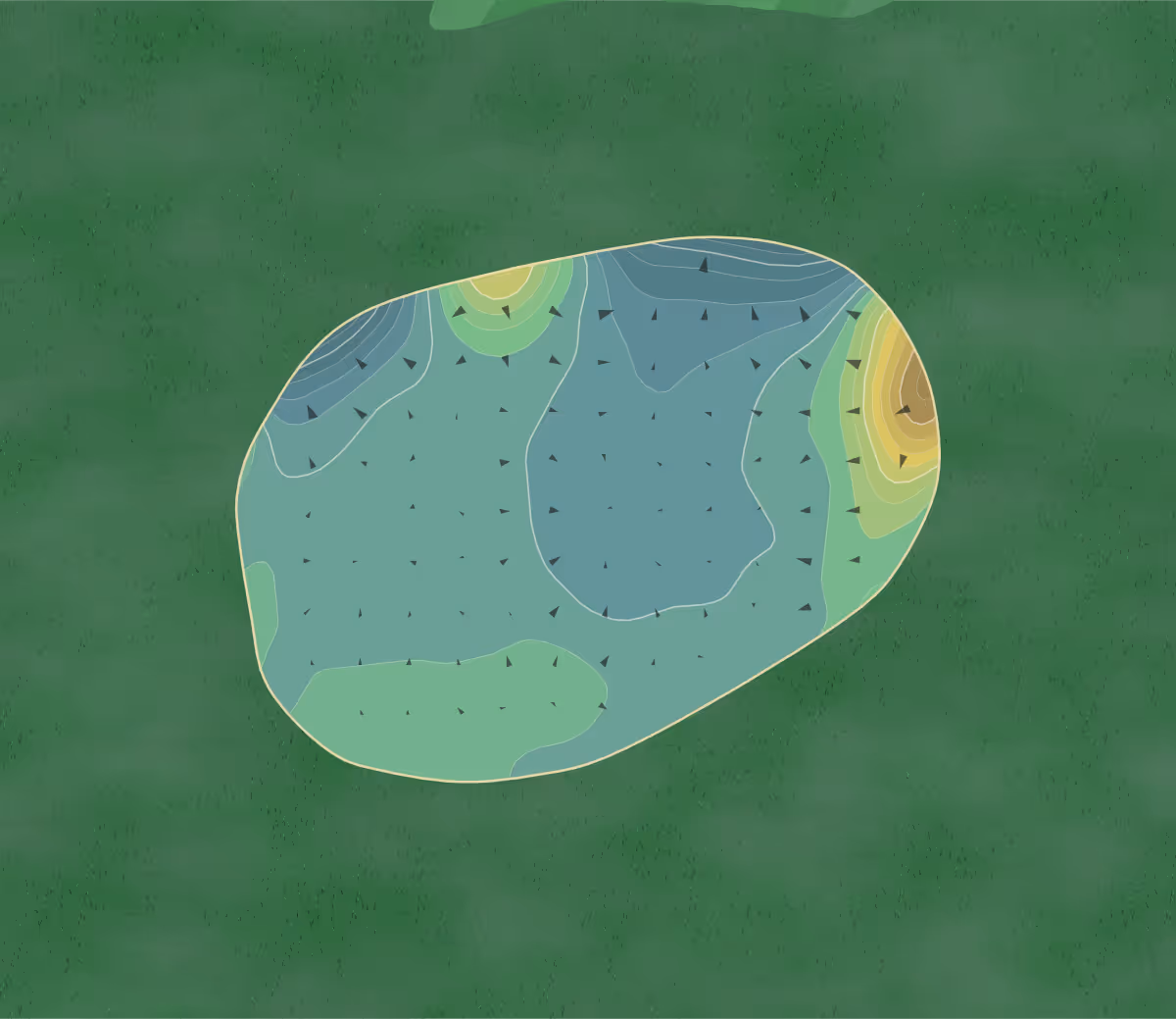 Green contour map of Bas Ridge in Hinsdale, Massachusetts — 223 elevation contours at a 3-inch interval with fall-line arrows, traced from 1-meter lidar