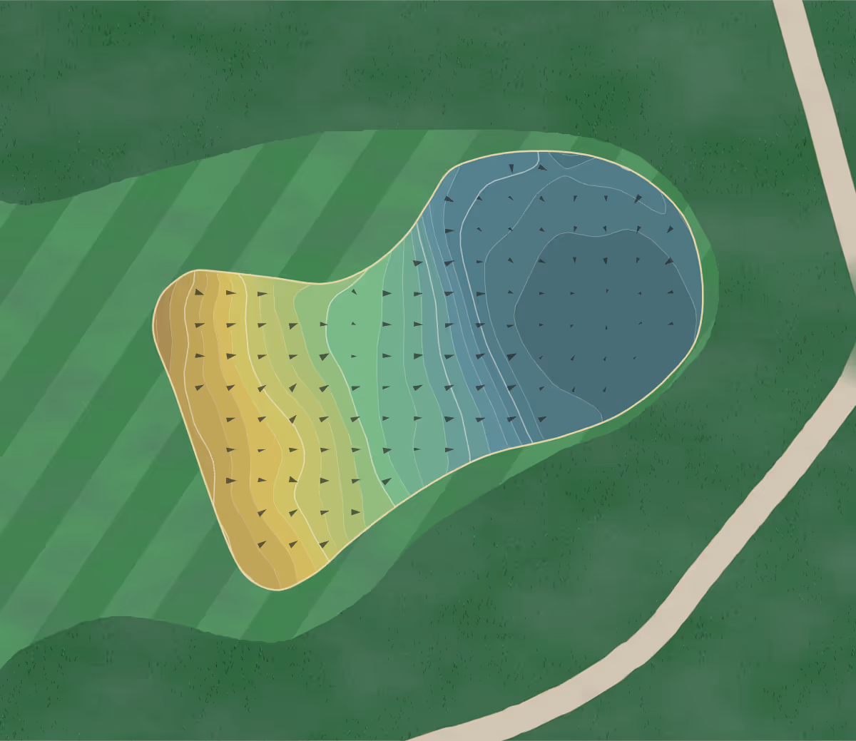 Green contour map of Bass Rocks in Gloucester, Massachusetts — 237 elevation contours at a 3-inch interval with fall-line arrows, traced from 1-meter lidar