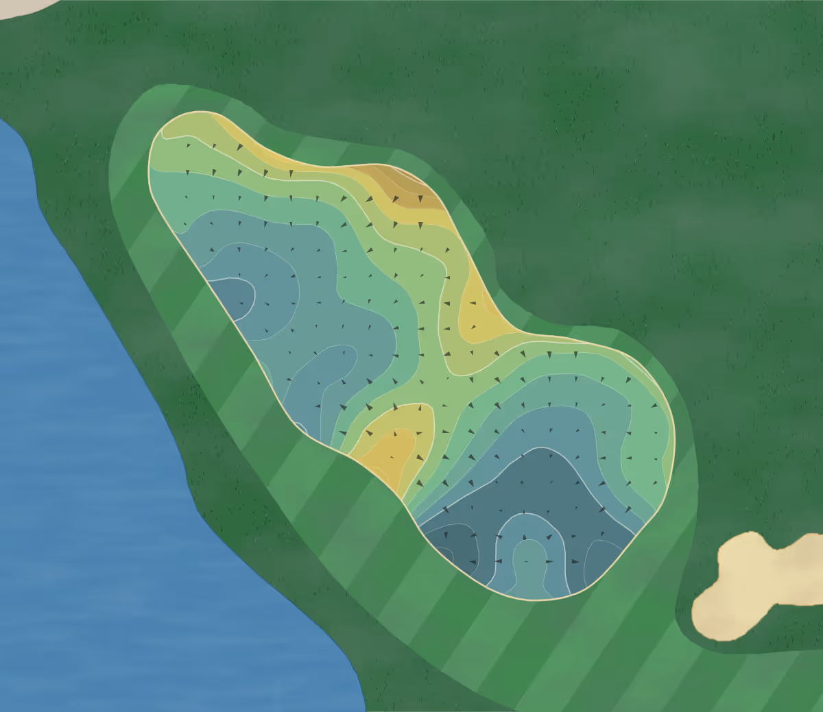 Green contour map of Battleground Deer in Deer Park, Texas — 137 elevation contours at a 3-inch interval with fall-line arrows, traced from 1-meter lidar