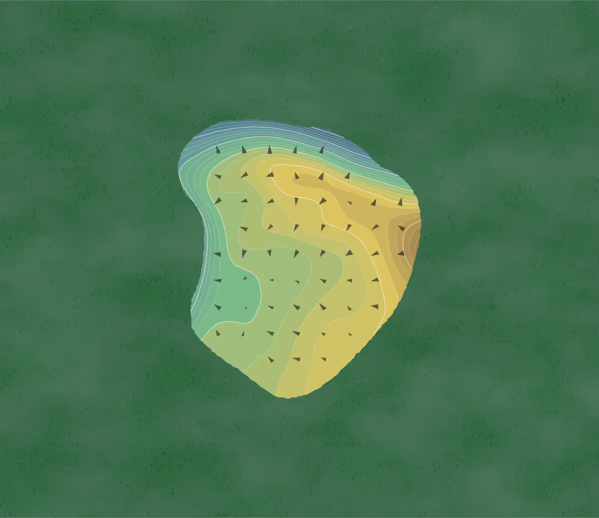Green contour map of Beacon Hill in Atlantic Highlands, New Jersey — 218 elevation contours at a 3-inch interval with fall-line arrows, traced from 1-meter lidar