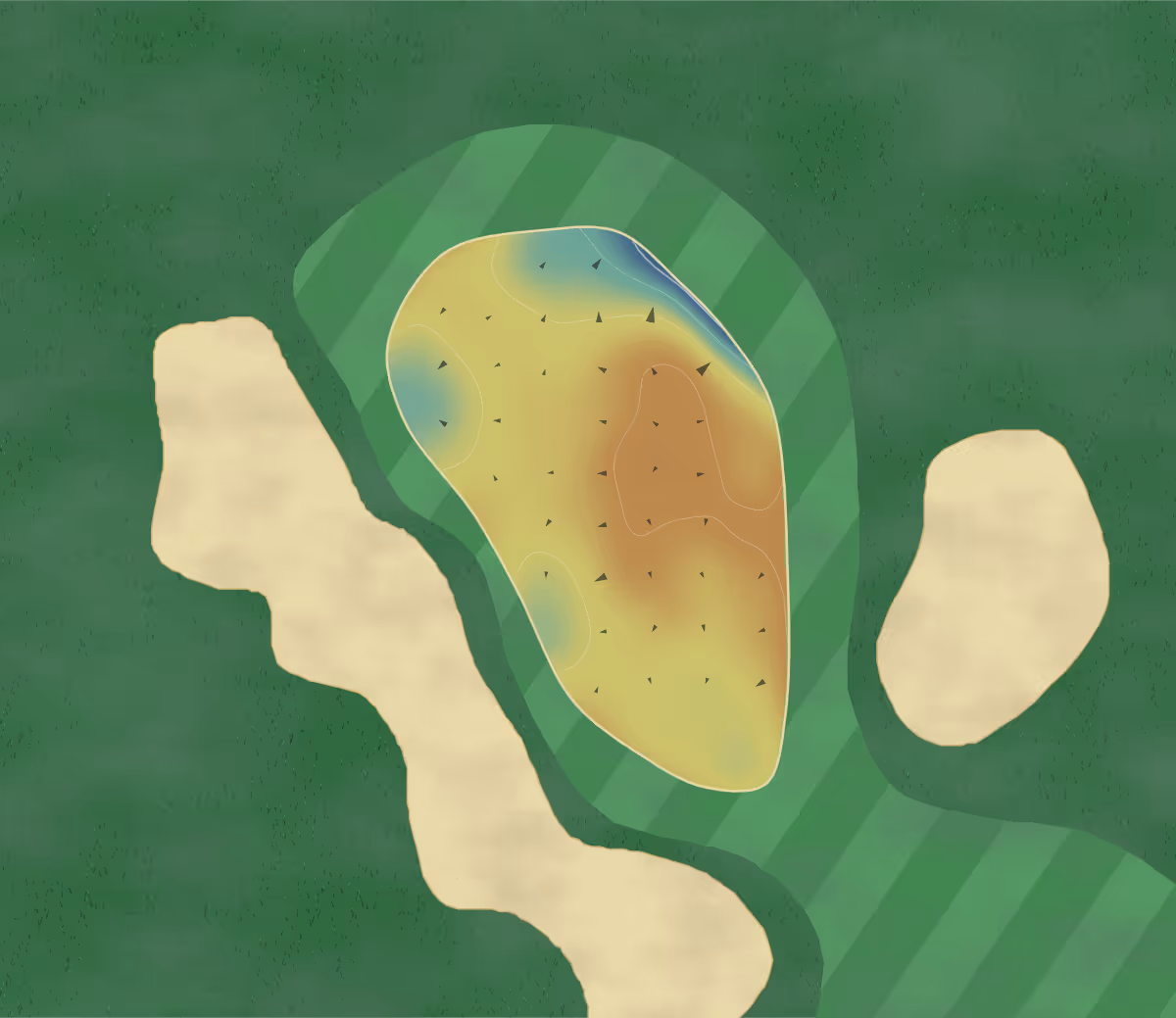Green contour map of Beacon Ridge in West End, North Carolina: 4 elevation contours at a 3-inch interval with fall-line arrows, traced from 1-meter lidar