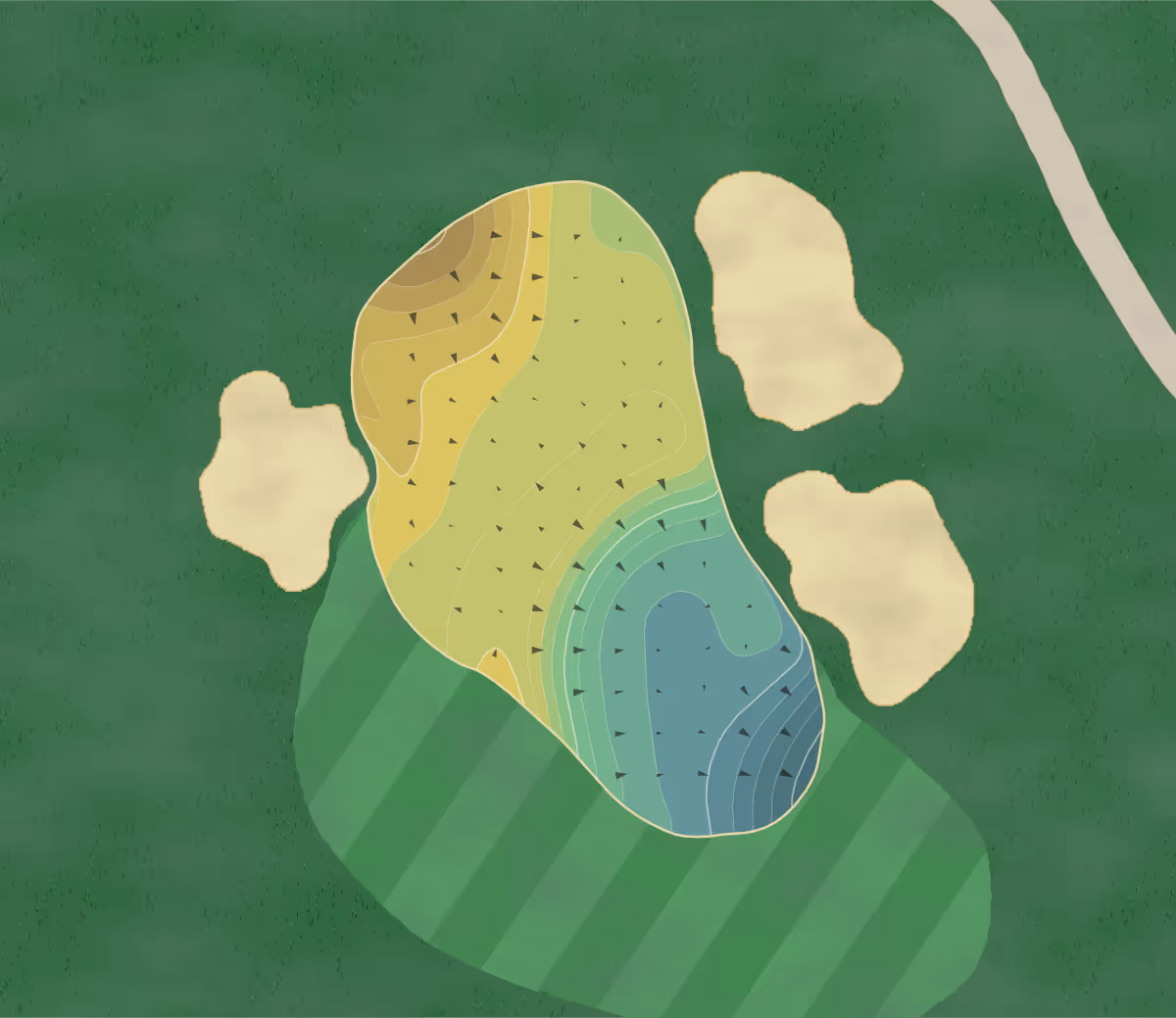 Green contour map of Bear Creek in Murrieta, California — 271 elevation contours at a 3-inch interval with fall-line arrows, traced from 1-meter lidar