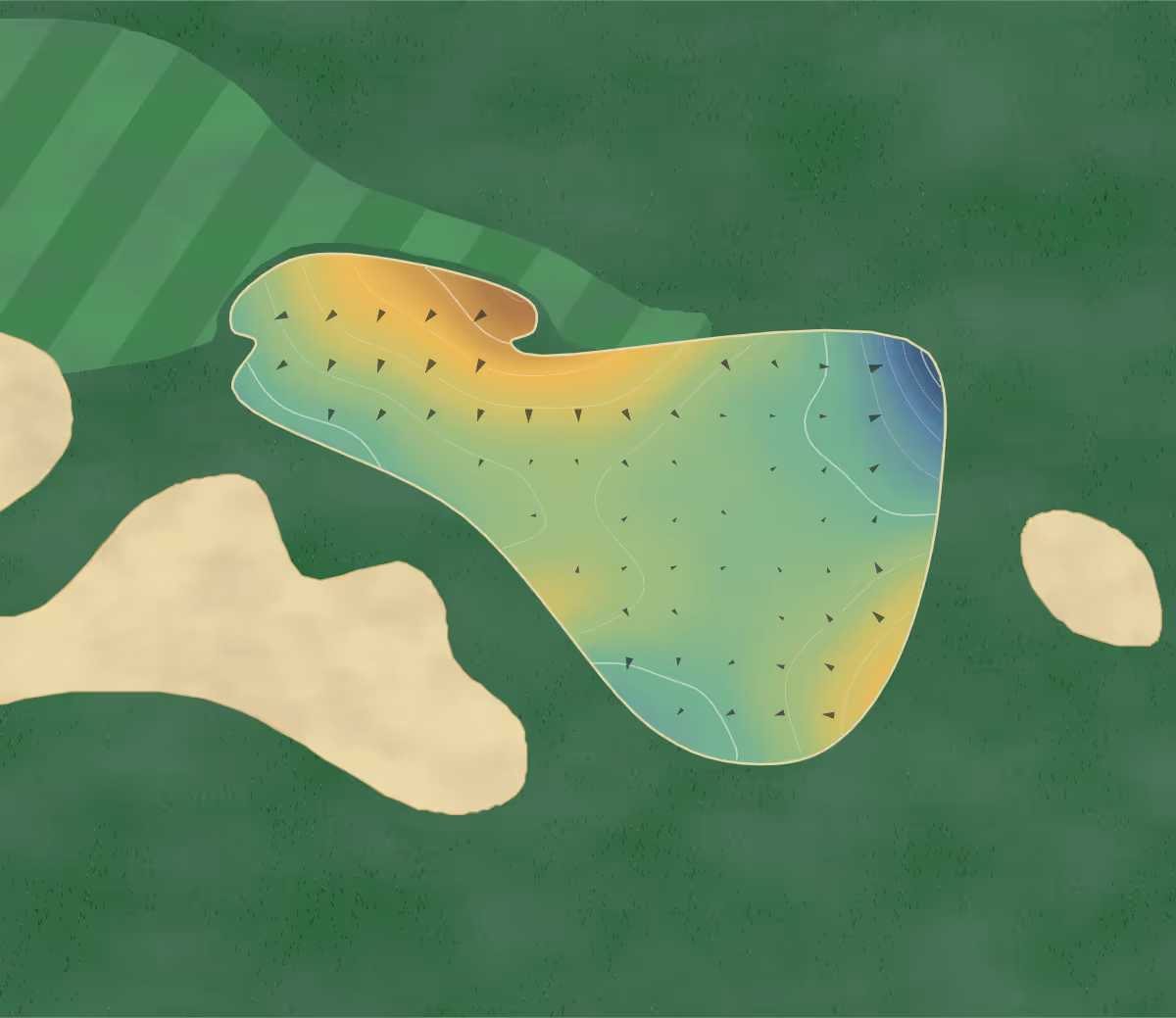 Green contour map of Bear Slide in Cicero, Indiana — 133 elevation contours at a 3-inch interval with fall-line arrows, traced from 1-meter lidar