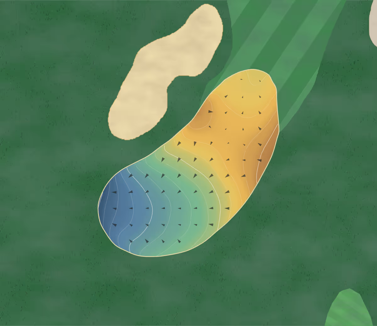Green contour map of Bear Trace at Harrison in Harrison, Tennessee: 142 elevation contours at a 3-inch interval with fall-line arrows, traced from 1-meter lidar