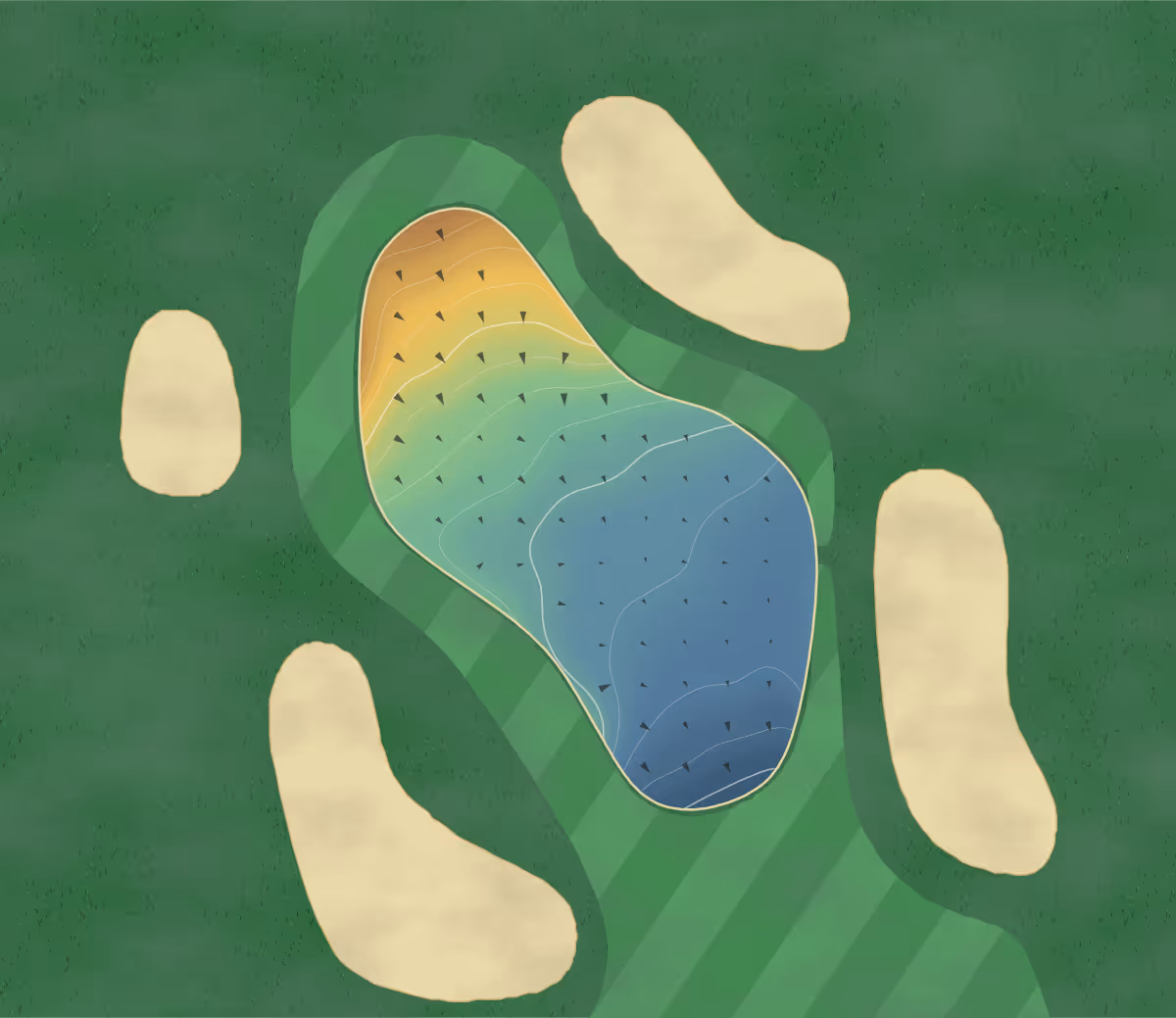 Green contour map of Beaver Island in Beaver Island, Michigan: 33 elevation contours at a 3-inch interval with fall-line arrows, traced from 1-meter lidar