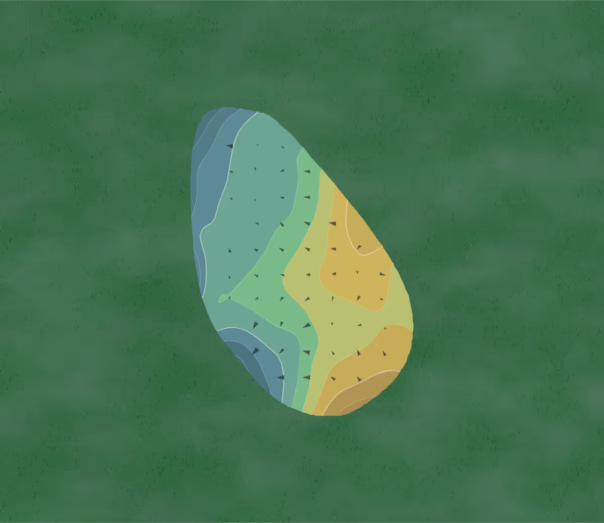 Green contour map of Beaver Kreek Golf Club in Douglas, Georgia — 19 elevation contours at a 3-inch interval with fall-line arrows, traced from 1-meter lidar