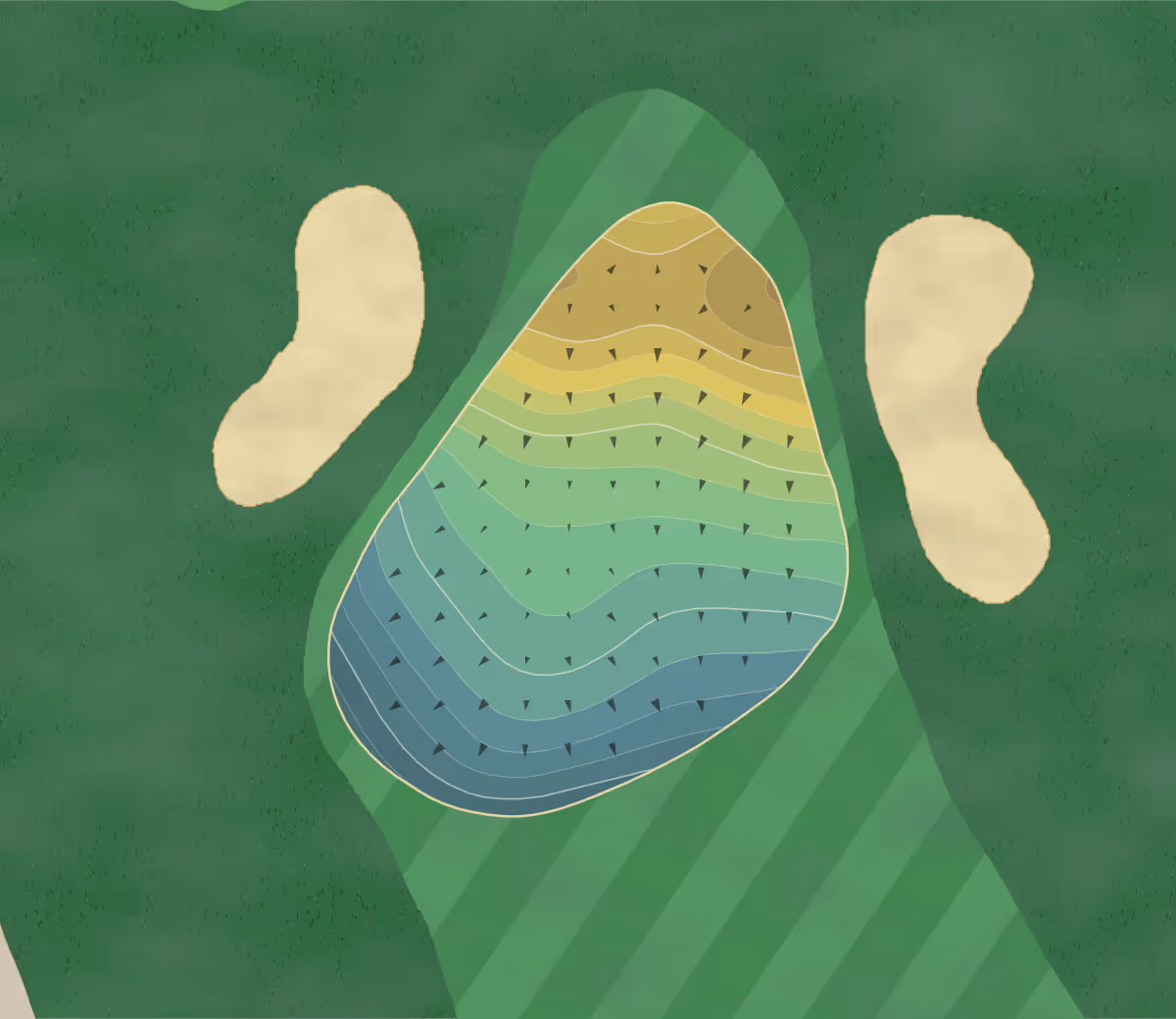 Green contour map of Beckett Ridge in West Chester, Ohio — 246 elevation contours at a 3-inch interval with fall-line arrows, traced from 1-meter lidar