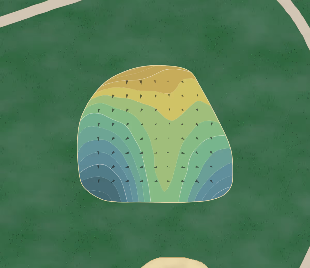 Green contour map of Bedford Hills in Temperance, Michigan — 148 elevation contours at a 3-inch interval with fall-line arrows, traced from 1-meter lidar