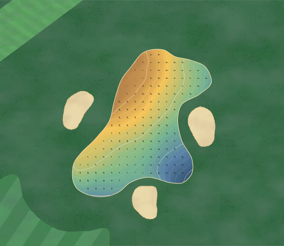 Green contour map of Bedlingtonshire in Bedlington, England: 152 elevation contours at a 8-centimeter interval with fall-line arrows, traced from 1-meter lidar