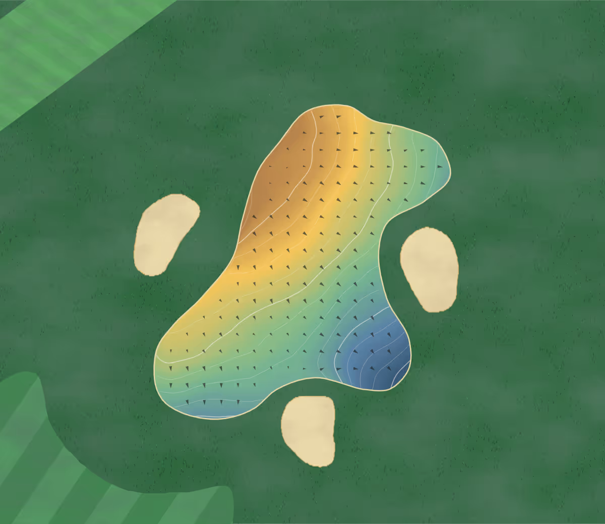 Green contour map of Bedlingtonshire in Bedlington, England — 152 elevation contours at a 8-centimeter interval with fall-line arrows, traced from 1-meter lidar