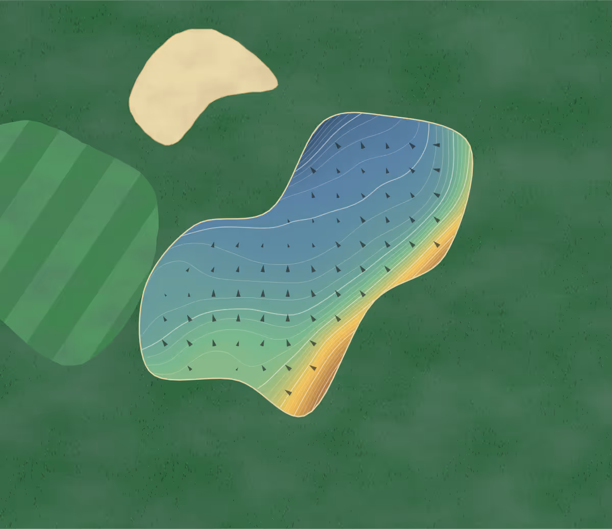 Green contour map of Beech Creek in Cincinnati, Ohio: 110 elevation contours at a 3-inch interval with fall-line arrows, traced from 1-meter lidar