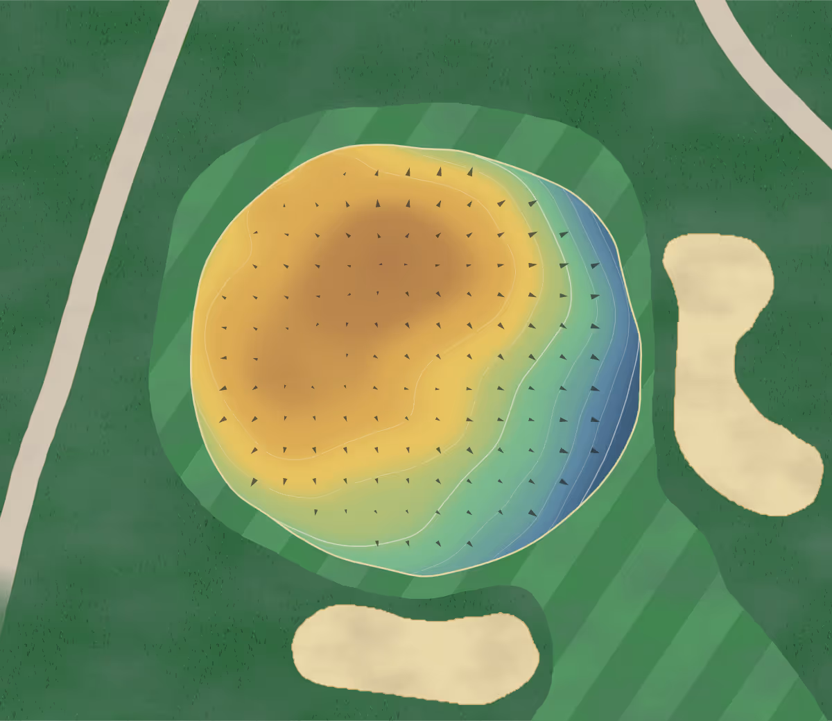 Green contour map of Beechwood in Arcanum, Ohio: 65 elevation contours at a 3-inch interval with fall-line arrows, traced from 1-meter lidar