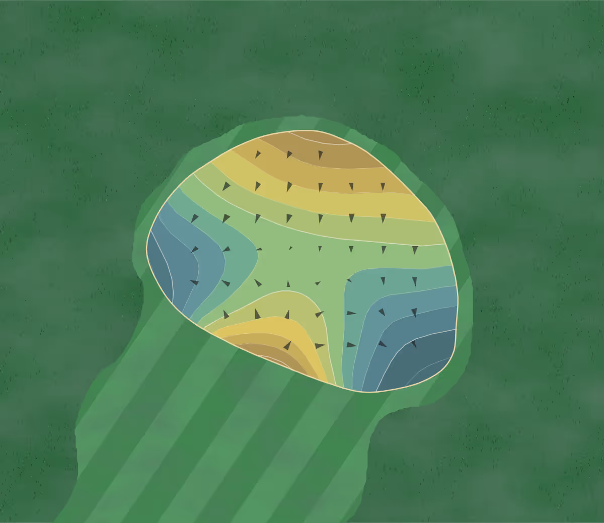 Green contour map of Bellair in Glendale, Arizona — 118 elevation contours at a 3-inch interval with fall-line arrows, traced from 1-meter lidar