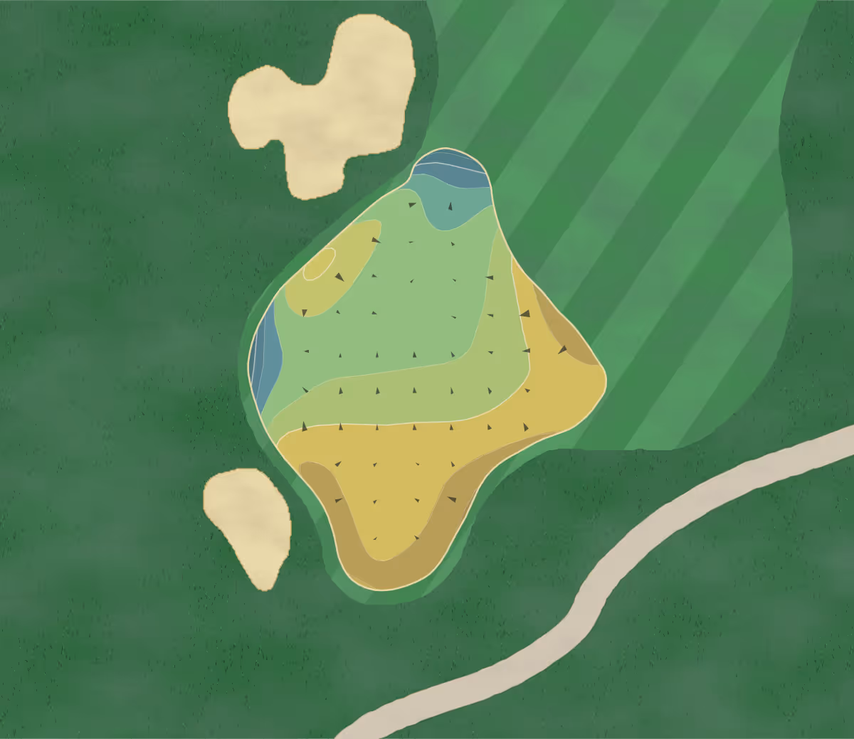 Green contour map of Belleair in Belleair, Florida — 353 elevation contours at a 3-inch interval with fall-line arrows, traced from 1-meter lidar