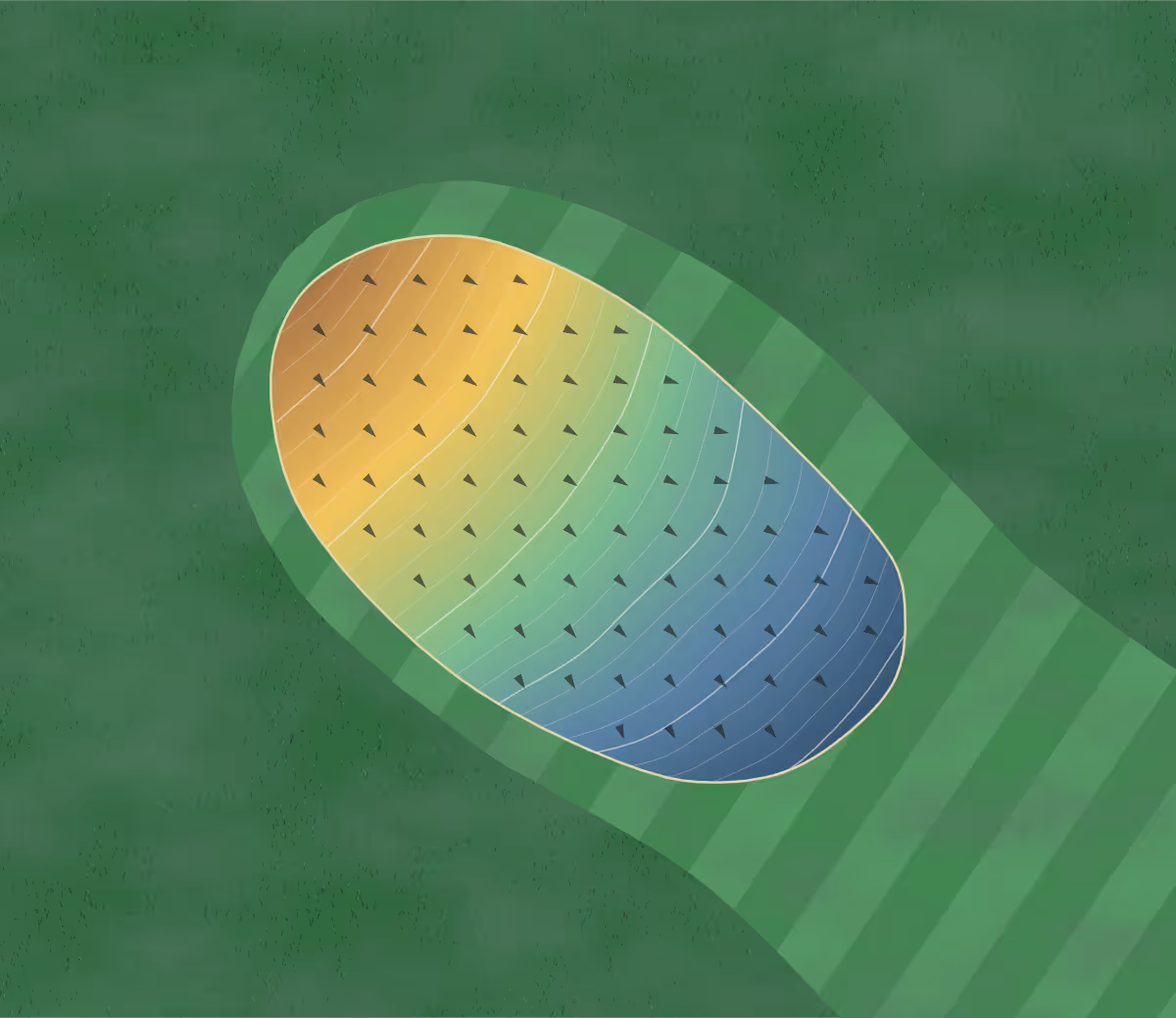 Green contour map of Bellevue in Galena, Illinois: 92 elevation contours at a 3-inch interval with fall-line arrows, traced from 1-meter lidar