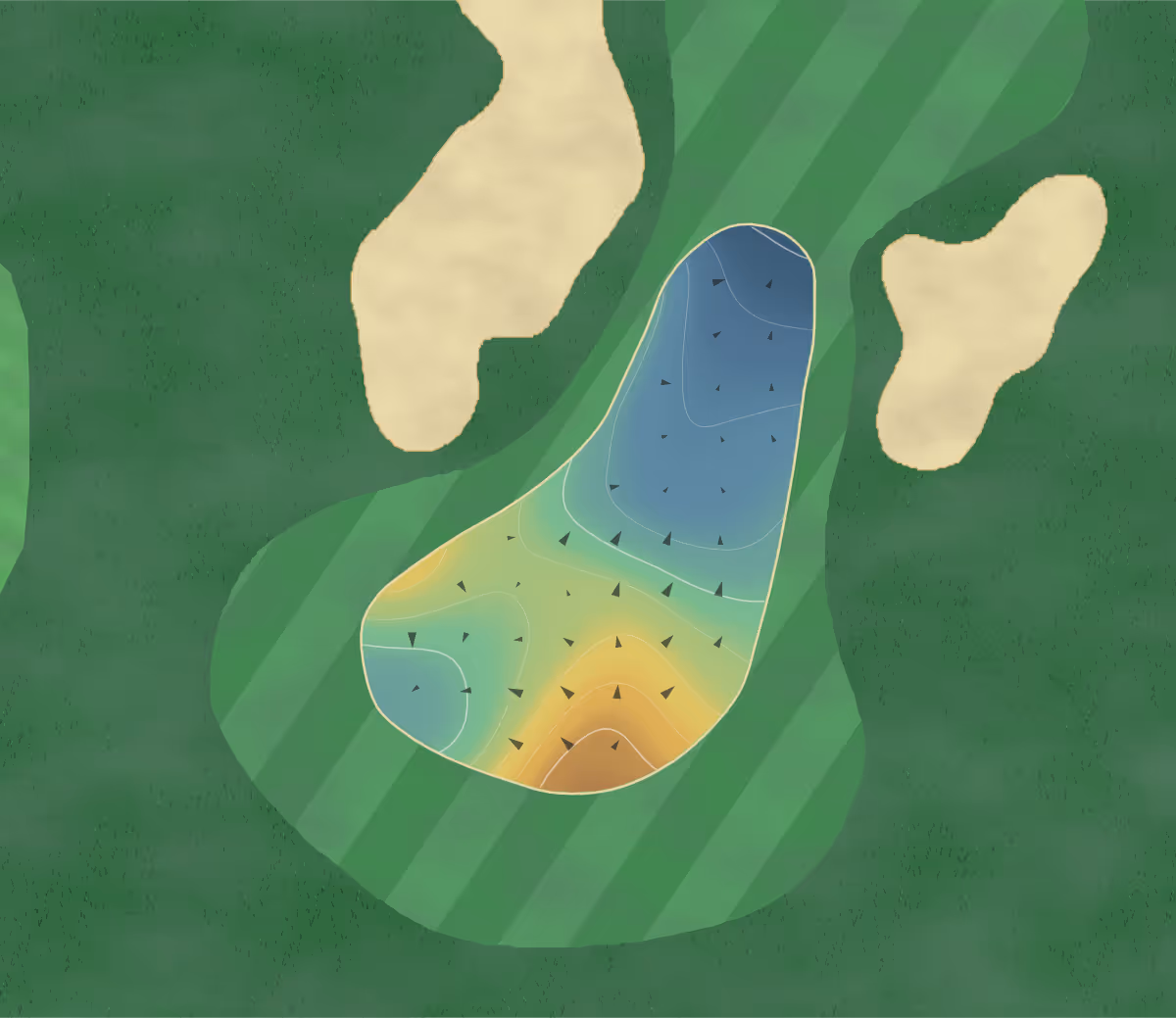 Green contour map of Belmont in Fresno, California — 98 elevation contours at a 3-inch interval with fall-line arrows, traced from 1-meter lidar