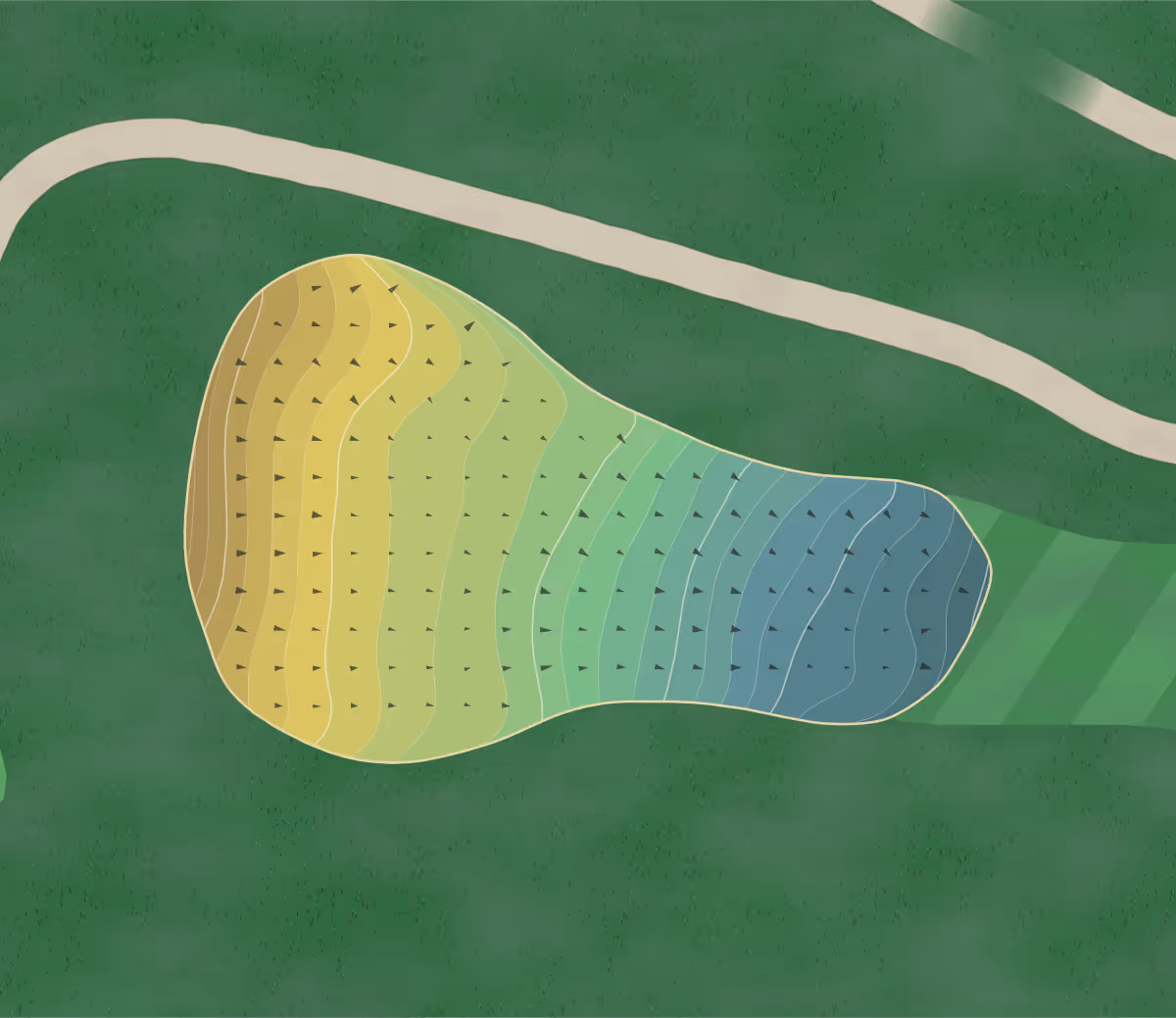 Green contour map of Belmont Hills in Saint Clairsville, Ohio — 242 elevation contours at a 3-inch interval with fall-line arrows, traced from 1-meter lidar