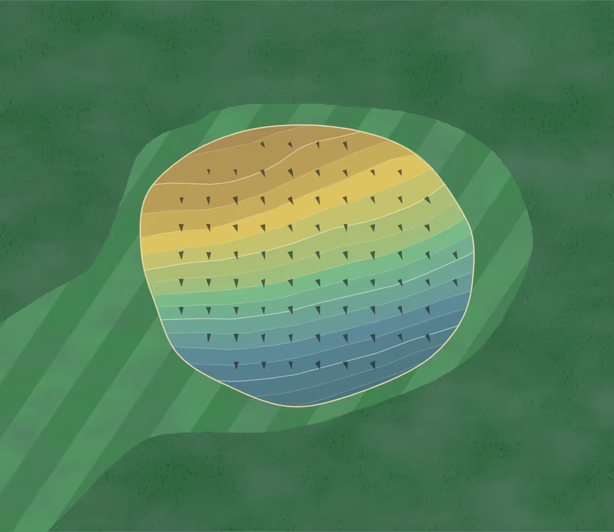 Green contour map of Berkley Hills in Johnstown, Pennsylvania — 83 elevation contours at a 3-inch interval with fall-line arrows, traced from 1-meter lidar