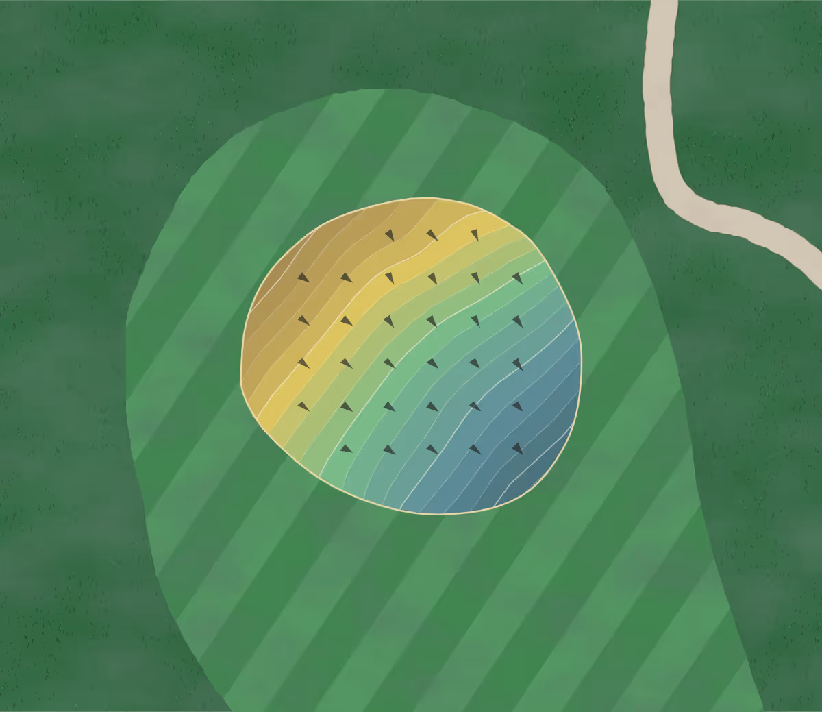 Green contour map of Berlin CC in Berlin, Massachusetts — 94 elevation contours at a 3-inch interval with fall-line arrows, traced from 1-meter lidar