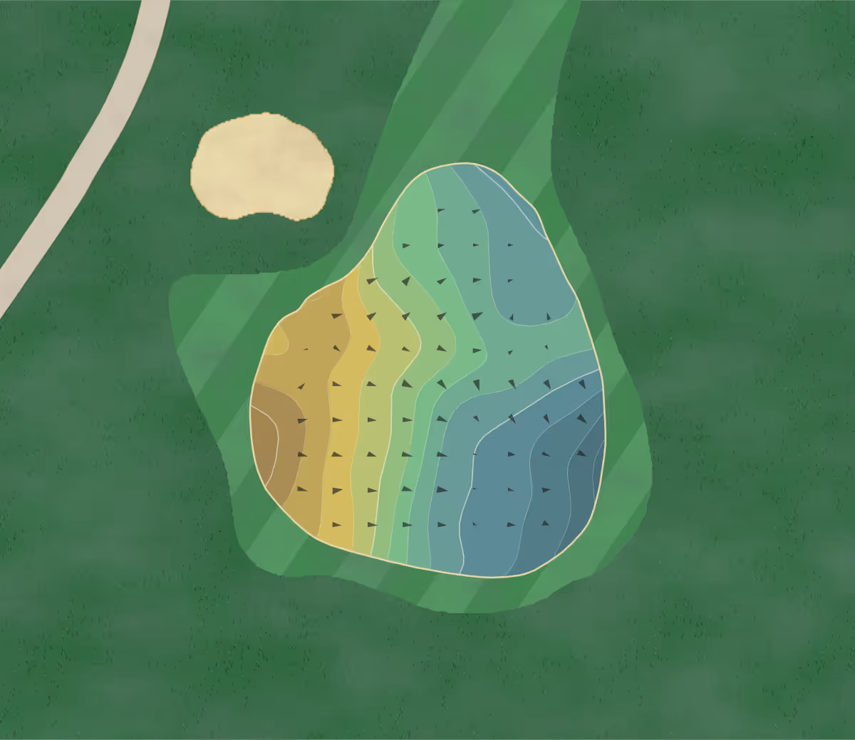 Green contour map of Berlin Lake in North Benton, Ohio — 150 elevation contours at a 3-inch interval with fall-line arrows, traced from 1-meter lidar