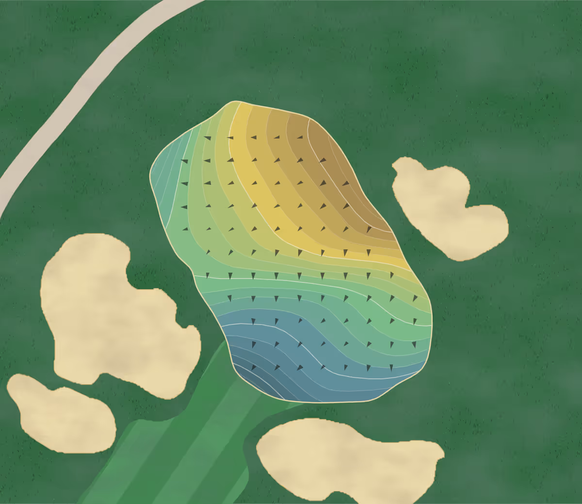 Green contour map of Bermuda Run in Bermuda Run, North Carolina — 234 elevation contours at a 3-inch interval with fall-line arrows, traced from 1-meter lidar