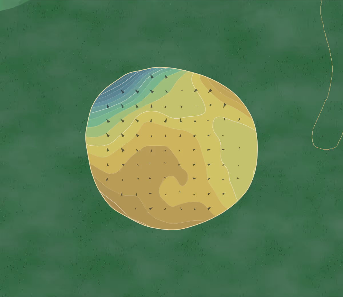 Green contour map of Bethpage Blue in Farmingdale, New York — 294 elevation contours at a 3-inch interval with fall-line arrows, traced from 1-meter lidar