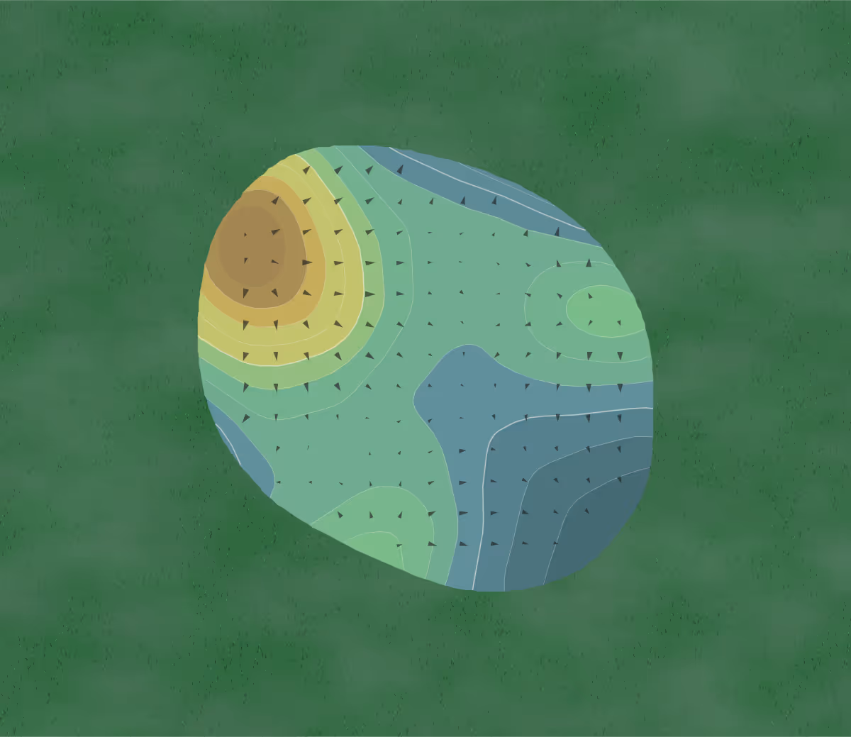 Green contour map of Bey Lea in Toms River, New Jersey — 70 elevation contours at a 3-inch interval with fall-line arrows, traced from 1-meter lidar