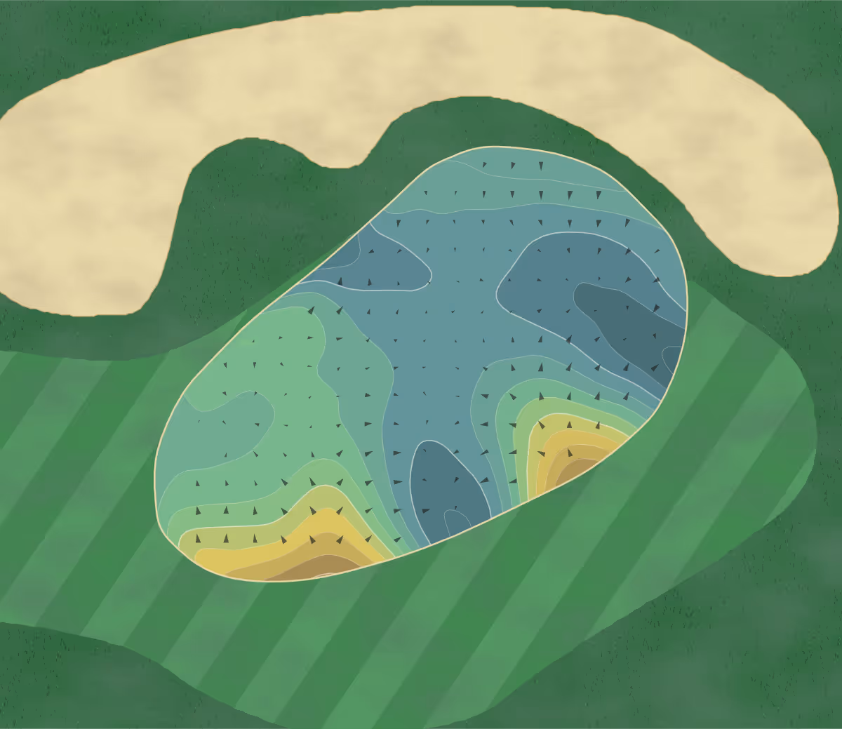 Green contour map of Big Fish in Hayward, Wisconsin — 197 elevation contours at a 3-inch interval with fall-line arrows, traced from 1-meter lidar