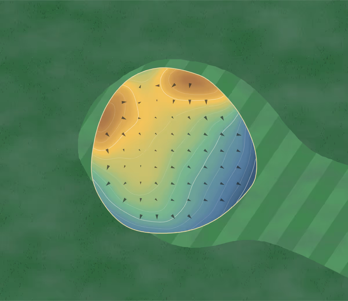 Green contour map of Big Spring in Big Spring, Texas: 143 elevation contours at a 3-inch interval with fall-line arrows, traced from 1-meter lidar