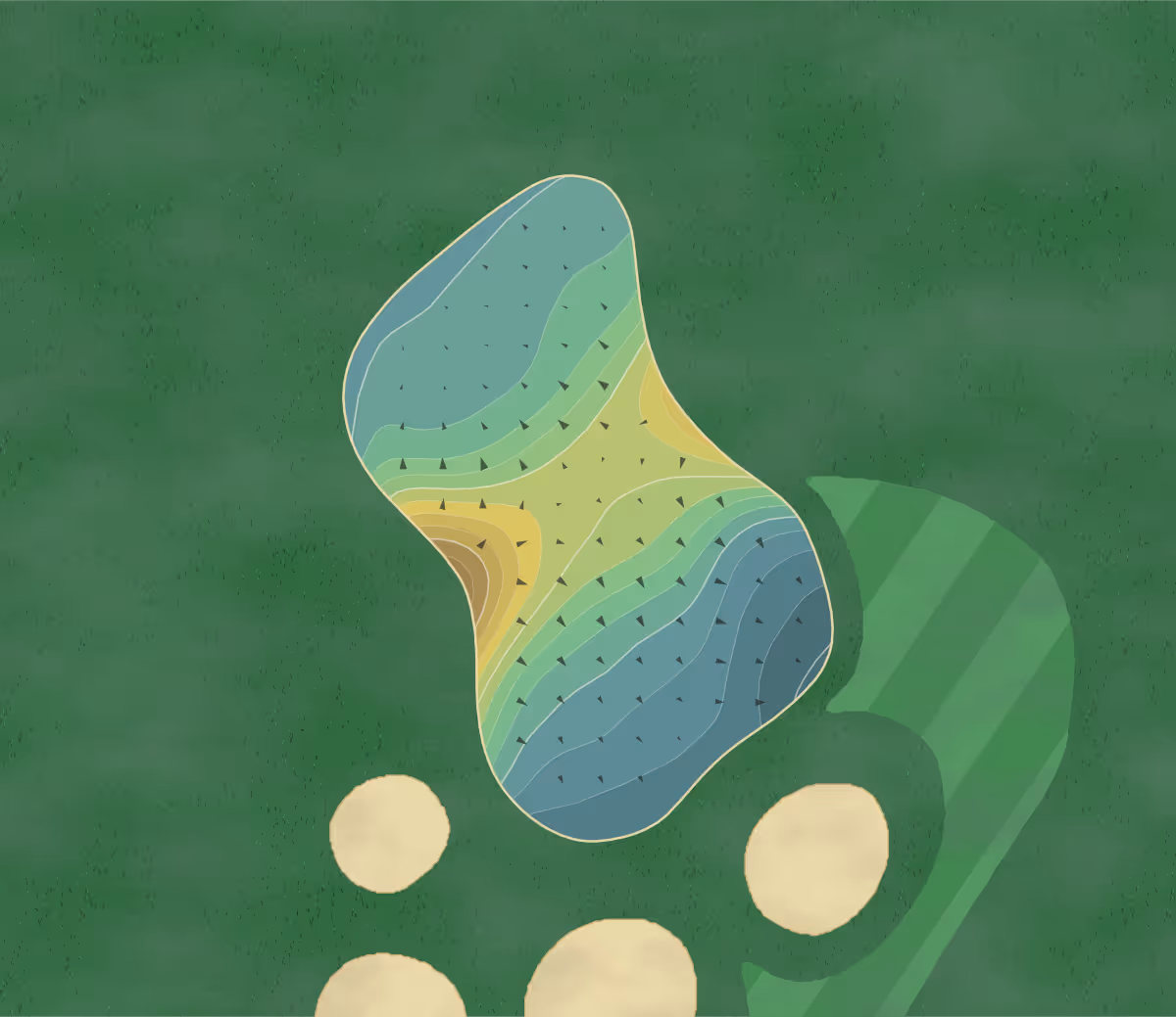 Green contour map of Big Wick in Wickenburg, Arizona — 291 elevation contours at a 3-inch interval with fall-line arrows, traced from 1-meter lidar