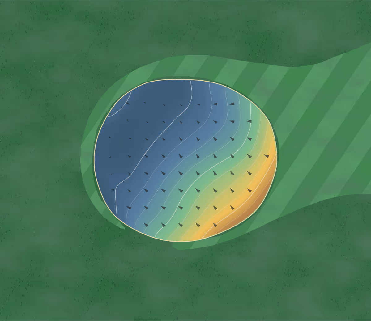 Green contour map of Birch Tree in New Carlisle, Indiana: 86 elevation contours at a 3-inch interval with fall-line arrows, traced from 1-meter lidar