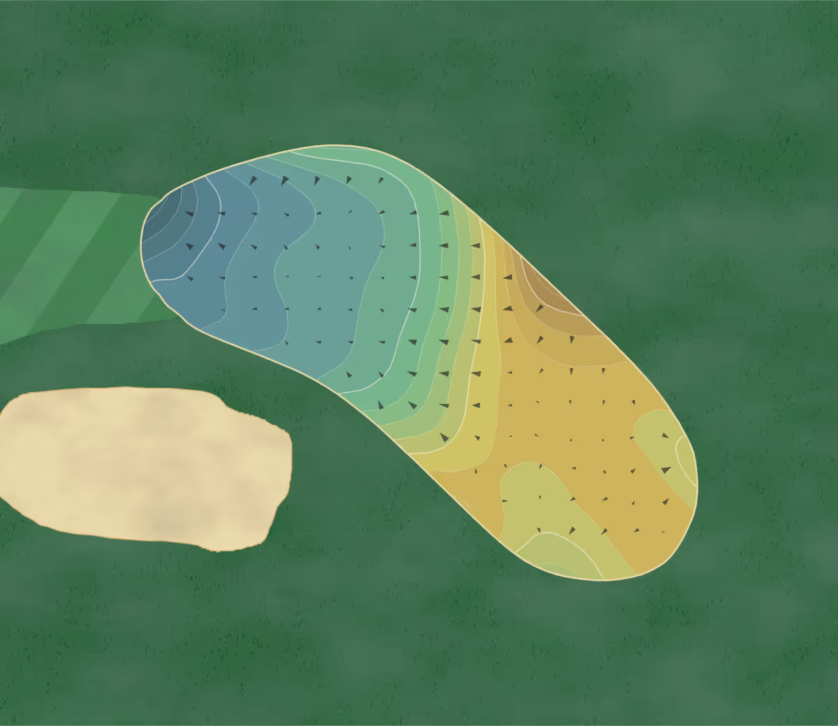 Green contour map of Black Gold in Yorba Linda, California — 267 elevation contours at a 3-inch interval with fall-line arrows, traced from 1-meter lidar