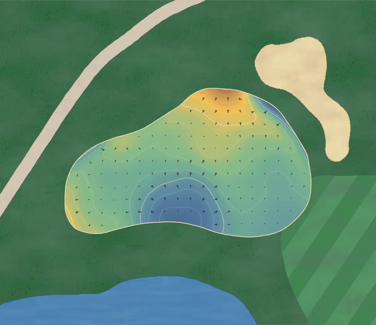 Green contour map of Black Lake in Onaway, Michigan: 211 elevation contours at a 3-inch interval with fall-line arrows, traced from 1-meter lidar