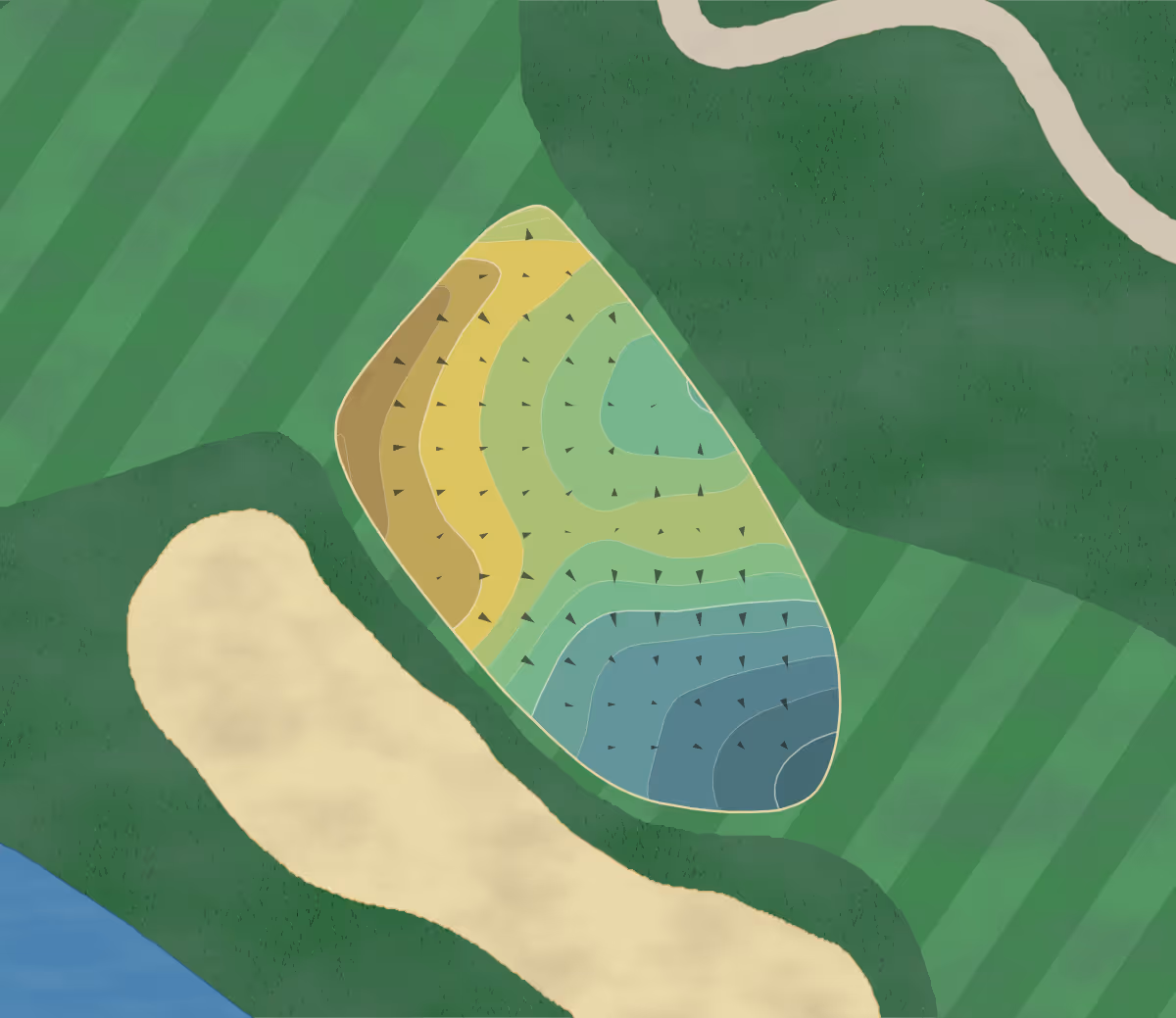 Green contour map of Black Rock in Hingham, Massachusetts — 211 elevation contours at a 3-inch interval with fall-line arrows, traced from 1-meter lidar