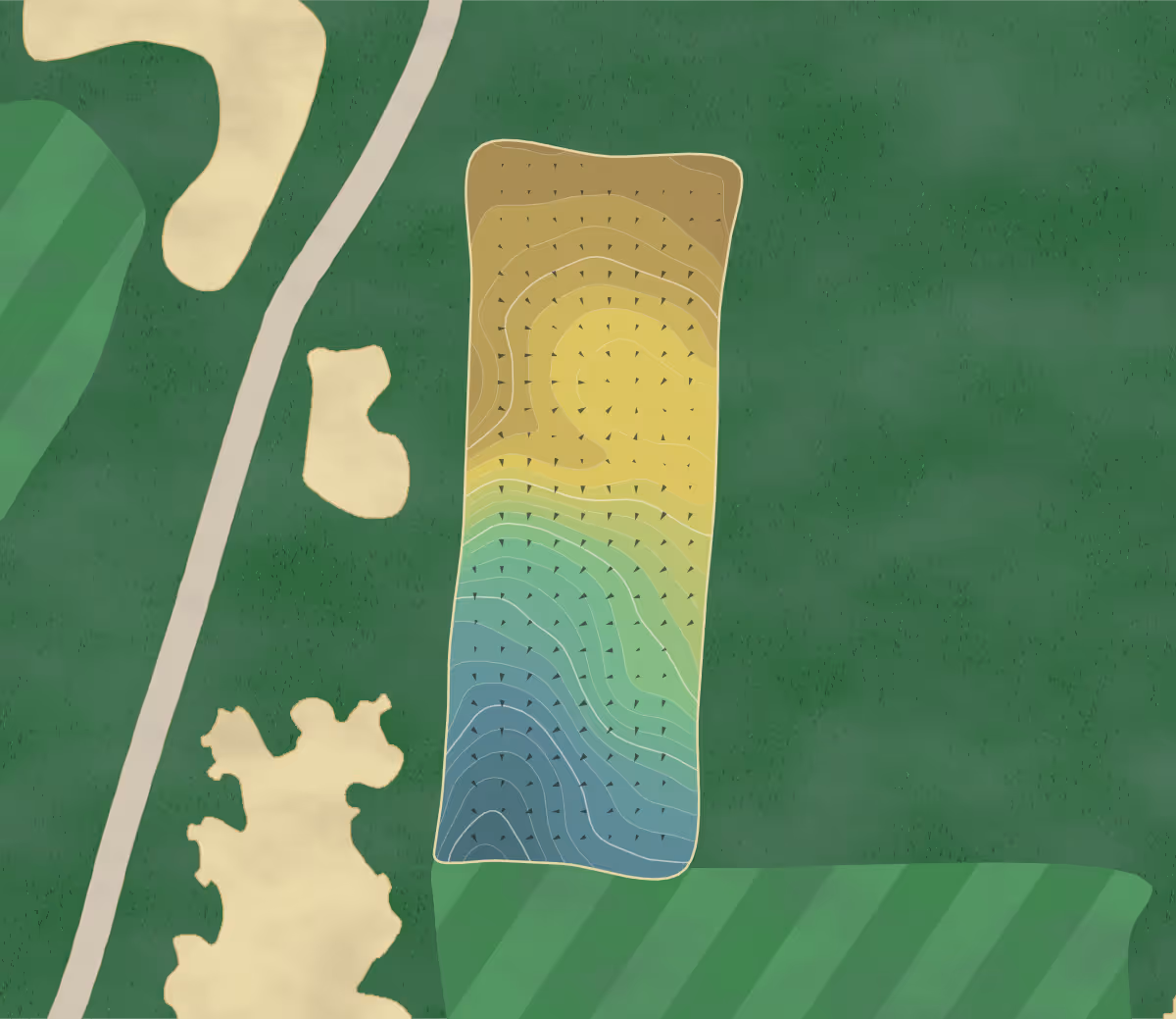 Green contour map of Black Sheep in Sugar Grove, Illinois — 156 elevation contours at a 3-inch interval with fall-line arrows, traced from 1-meter lidar