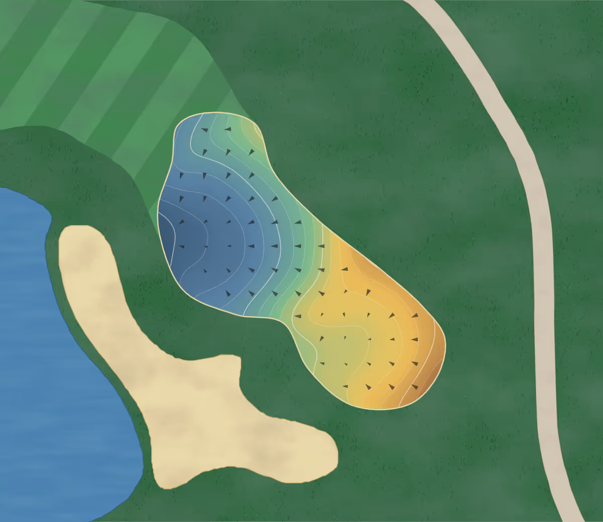 Green contour map of Blackhawk in Madison, Wisconsin: 225 elevation contours at a 3-inch interval with fall-line arrows, traced from 1-meter lidar