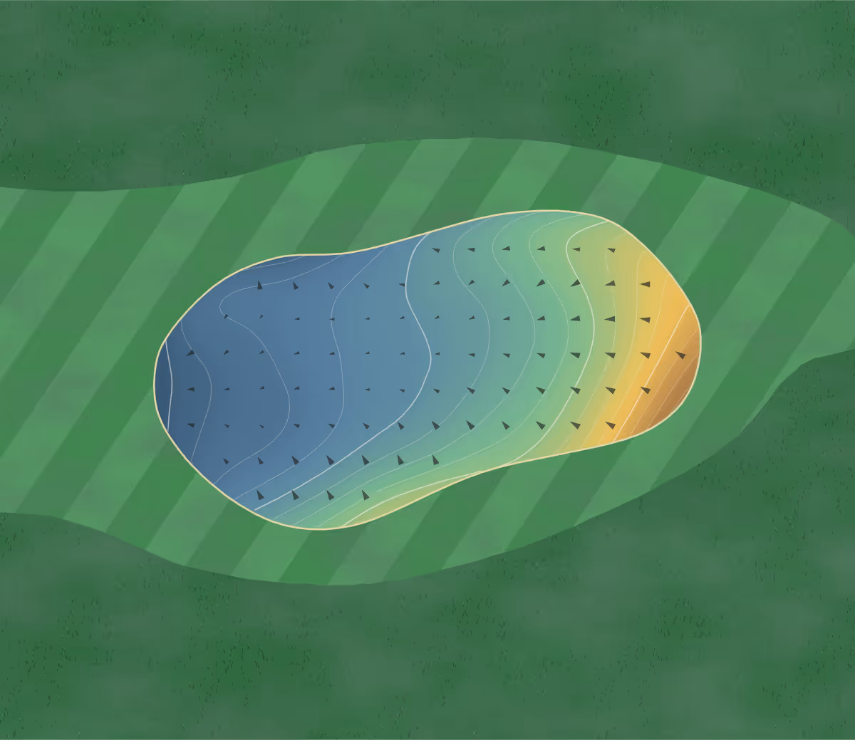 Green contour map of Blacklake in Nipomo, California — 105 elevation contours at a 3-inch interval with fall-line arrows, traced from 1-meter lidar