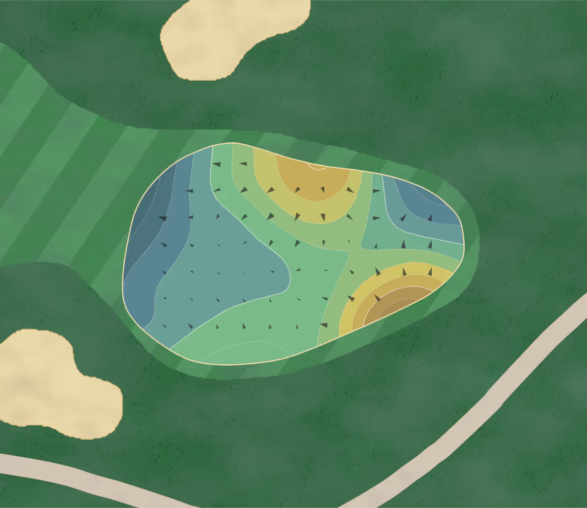 Green contour map of Blacklick Woods in Reynoldsburg, Ohio — 157 elevation contours at a 3-inch interval with fall-line arrows, traced from 1-meter lidar