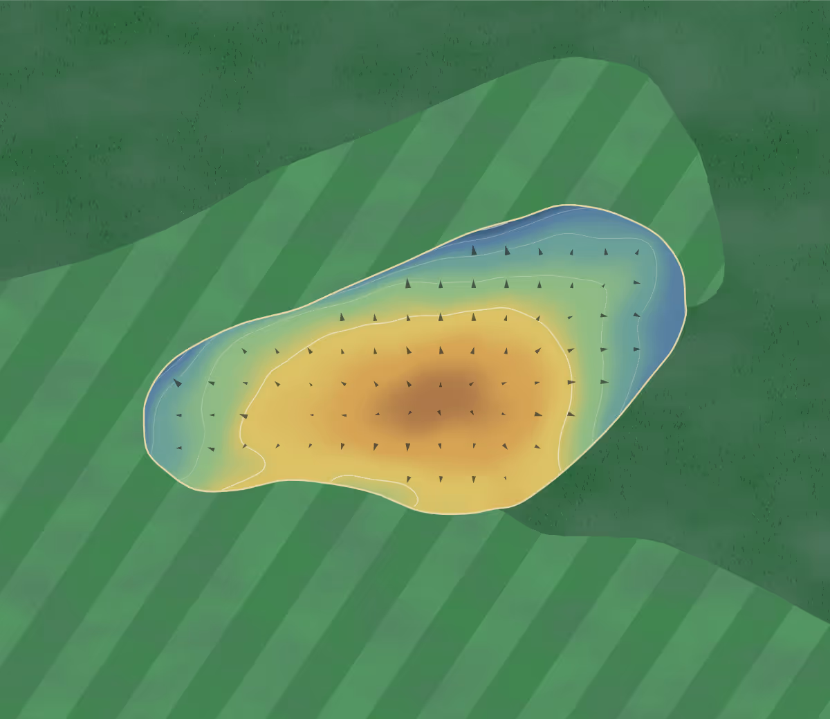 Green contour map of Blackmoor in Murrells Inlet, South Carolina: 15 elevation contours at a 3-inch interval with fall-line arrows, traced from 1-meter lidar