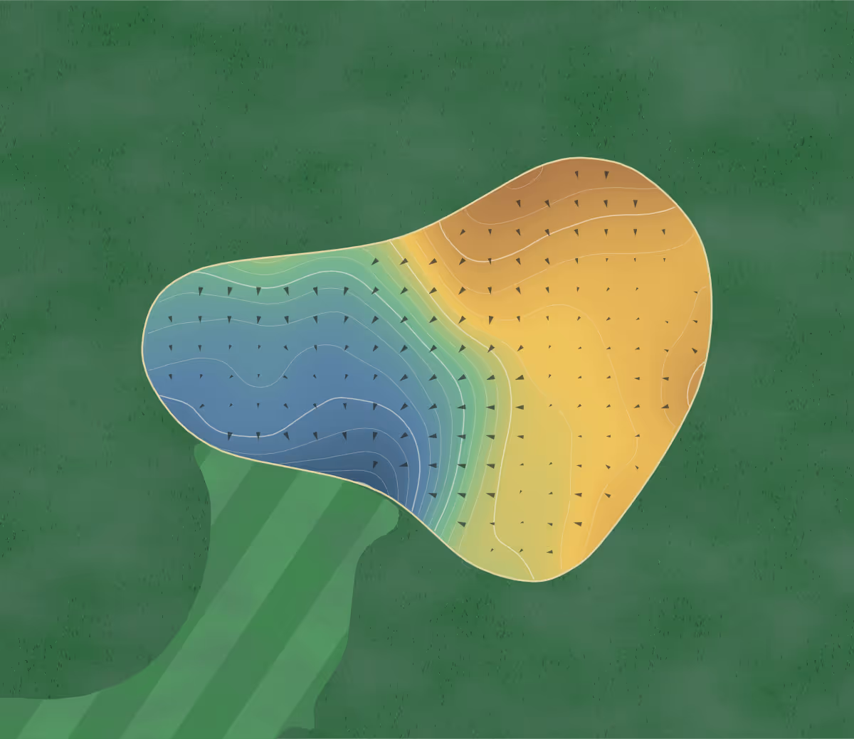 Green contour map of Blackthorn in South Bend, Indiana — 161 elevation contours at a 3-inch interval with fall-line arrows, traced from 1-meter lidar