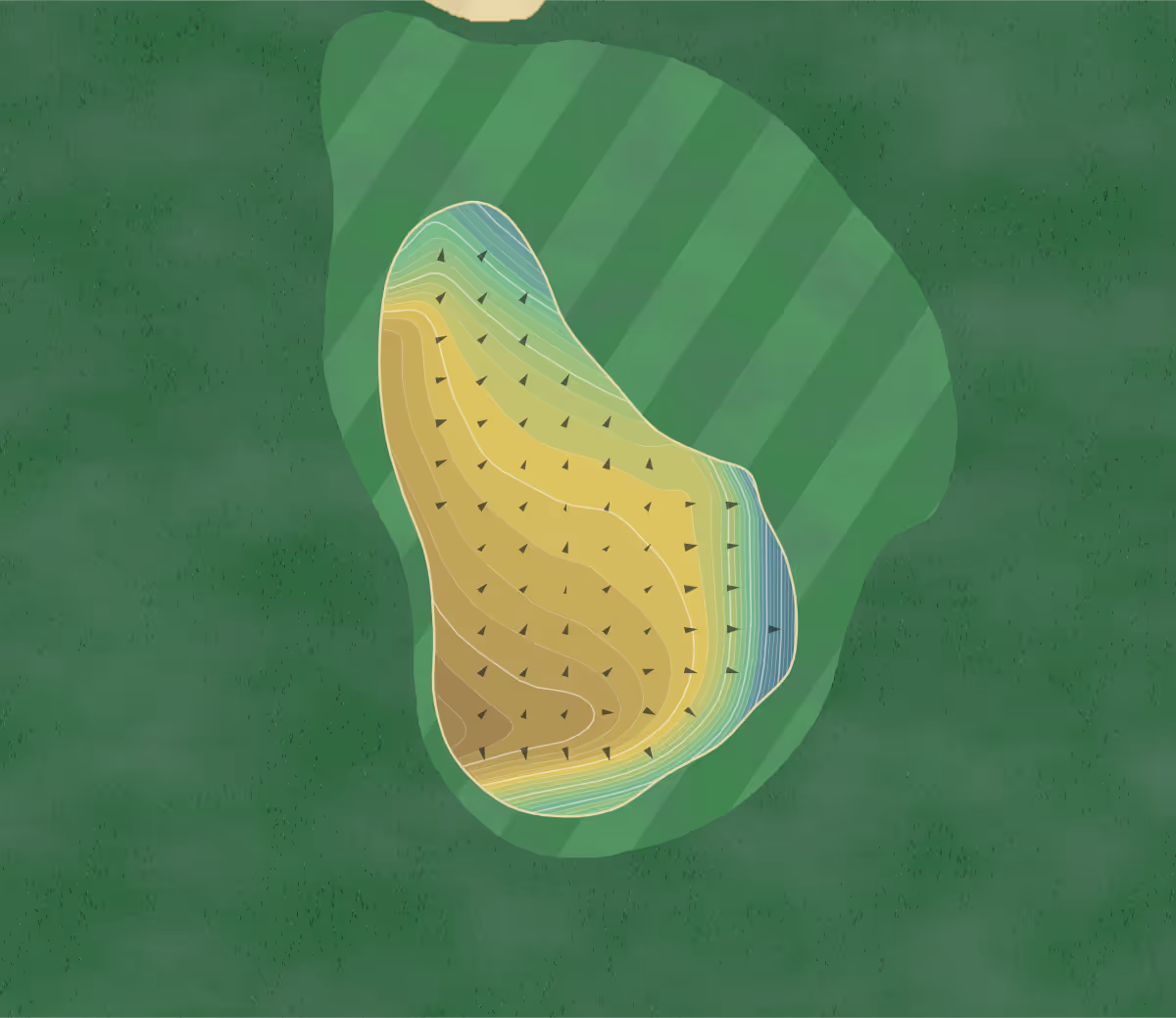 Green contour map of Bloomfield Hills in Bloomfield Hills, Michigan — 302 elevation contours at a 3-inch interval with fall-line arrows, traced from 1-meter lidar