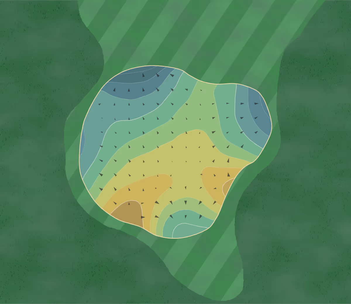 Green contour map of Blue Bell in Blue Bell, Pennsylvania — 196 elevation contours at a 3-inch interval with fall-line arrows, traced from 1-meter lidar