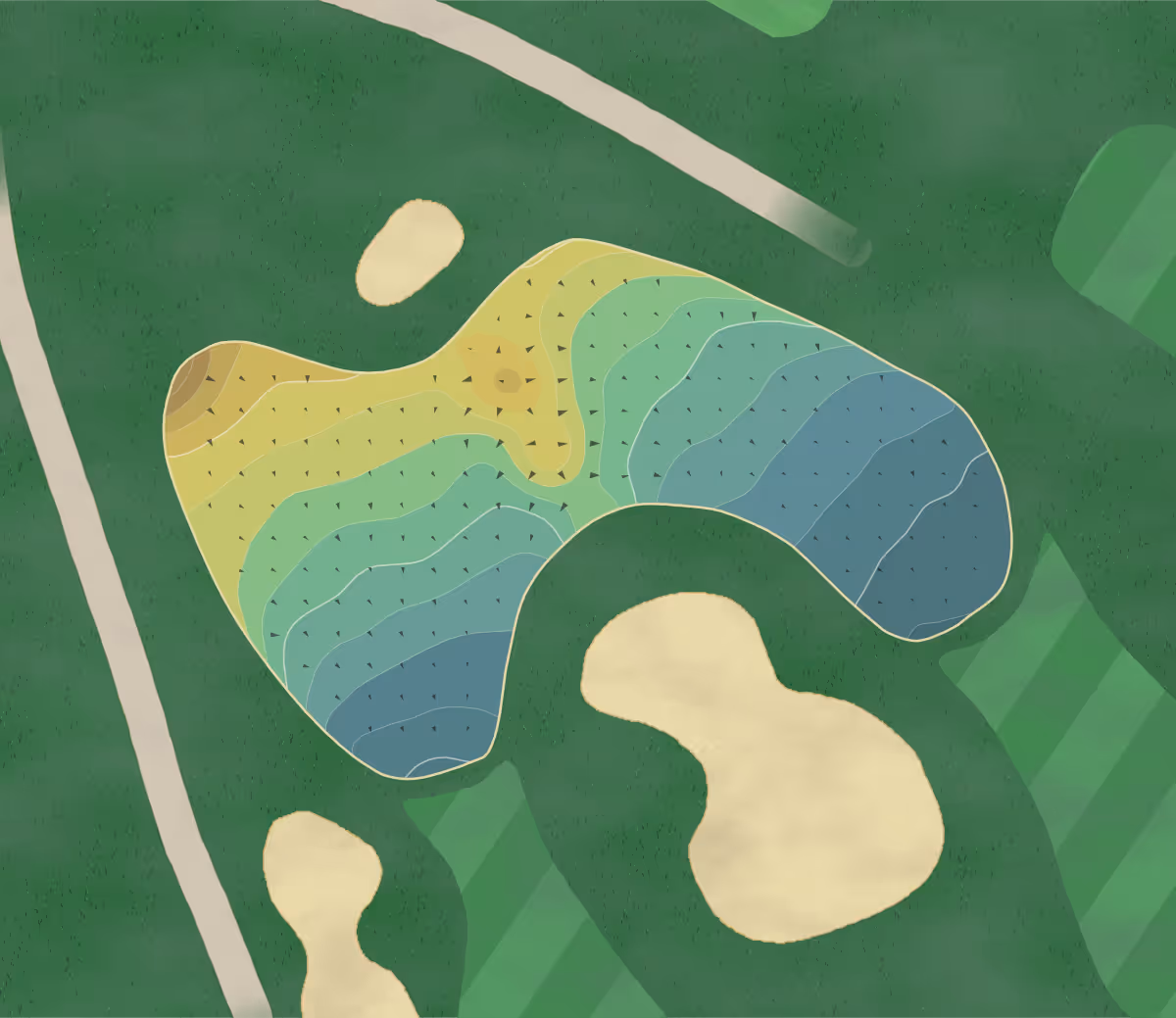 Green contour map of Blue Rock in South Yarmouth, Massachusetts — 166 elevation contours at a 3-inch interval with fall-line arrows, traced from 1-meter lidar