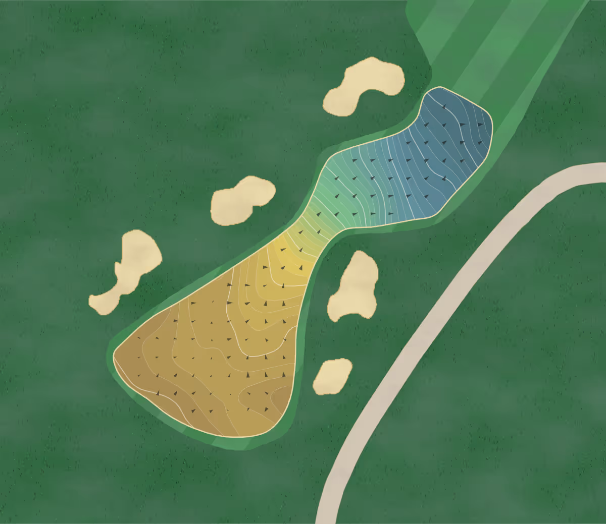 Green contour map of Bluestone CC in Blue Bell, Pennsylvania — 251 elevation contours at a 3-inch interval with fall-line arrows, traced from 1-meter lidar