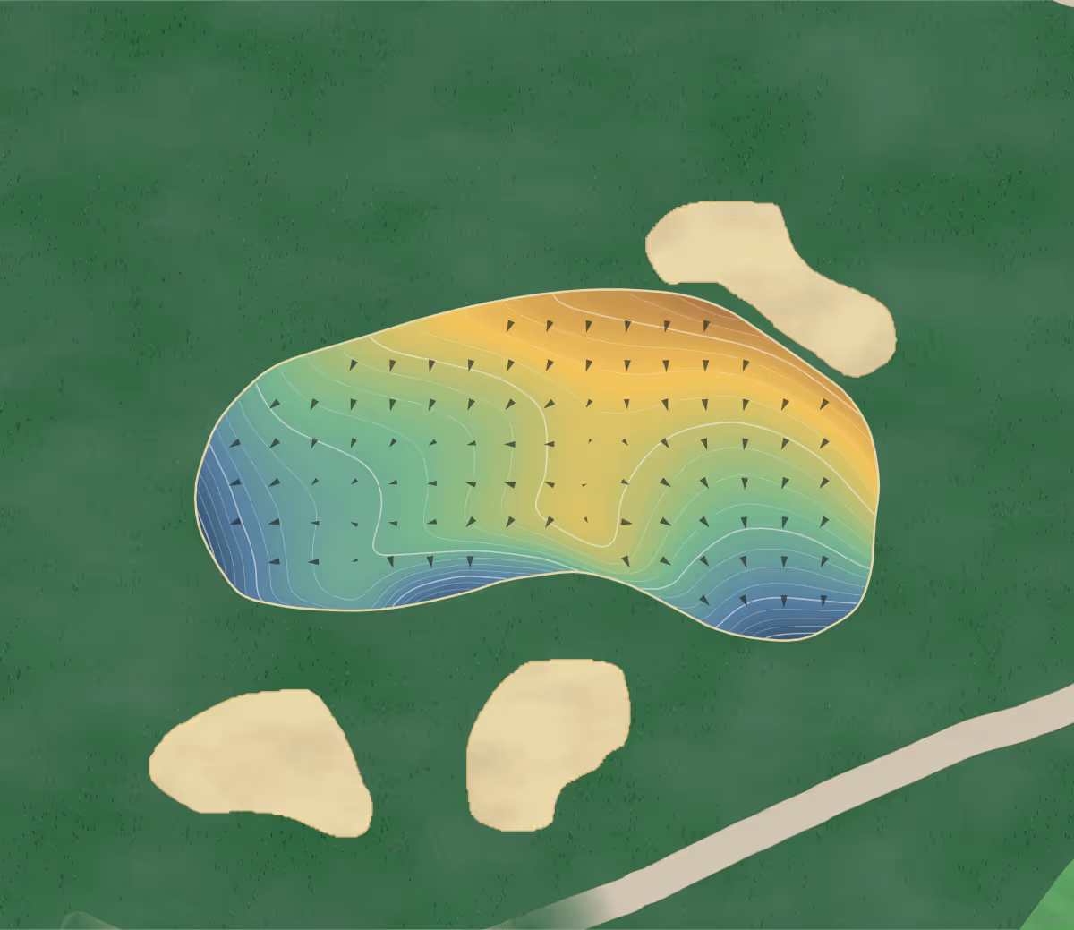 Green contour map of Board of Trade in Woodbridge, Canada: 288 elevation contours at a 8-centimeter interval with fall-line arrows, traced from 1-meter lidar