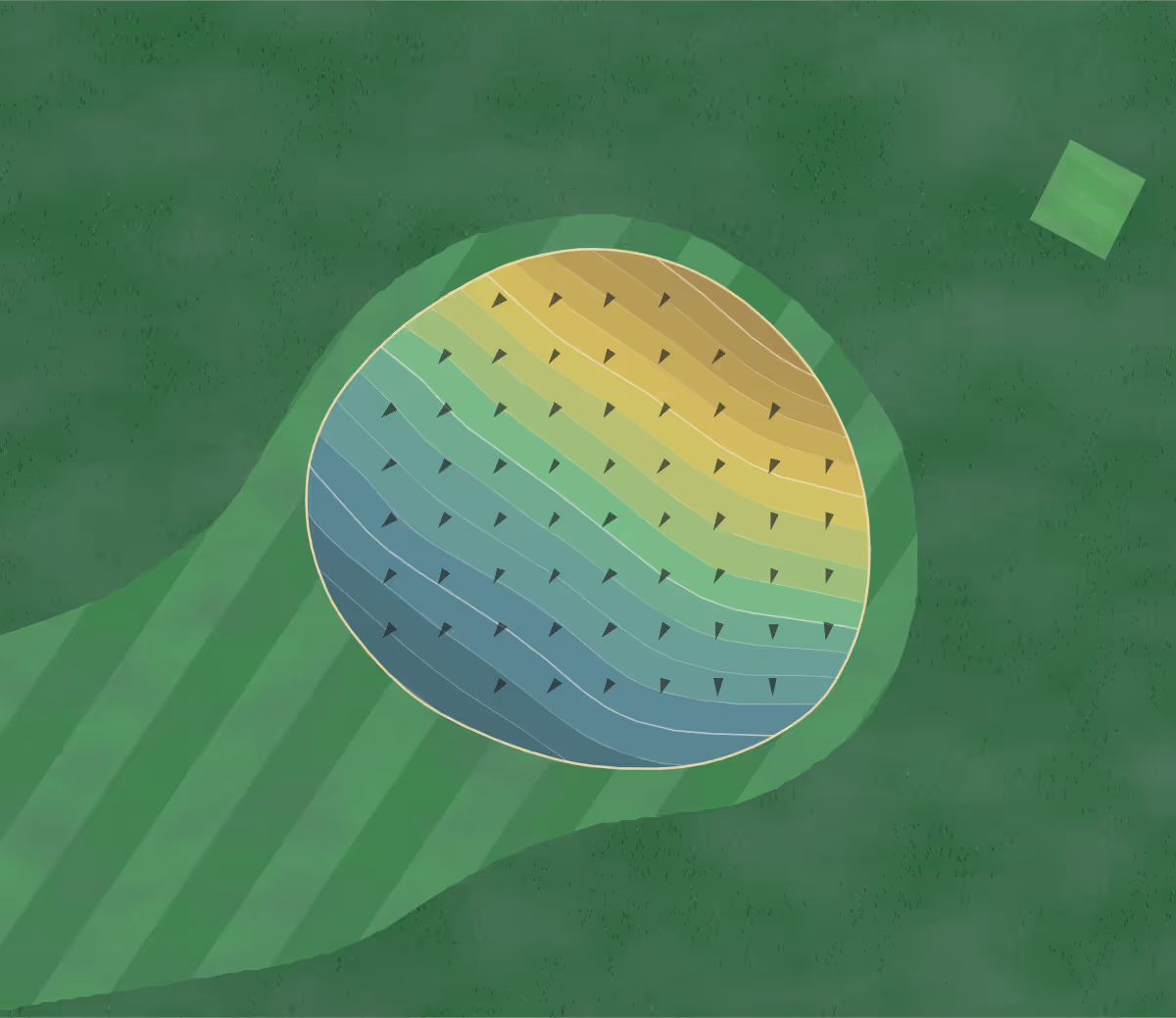 Green contour map of Bob O'Connor in Pittsburgh, Pennsylvania — 188 elevation contours at a 3-inch interval with fall-line arrows, traced from 1-meter lidar
