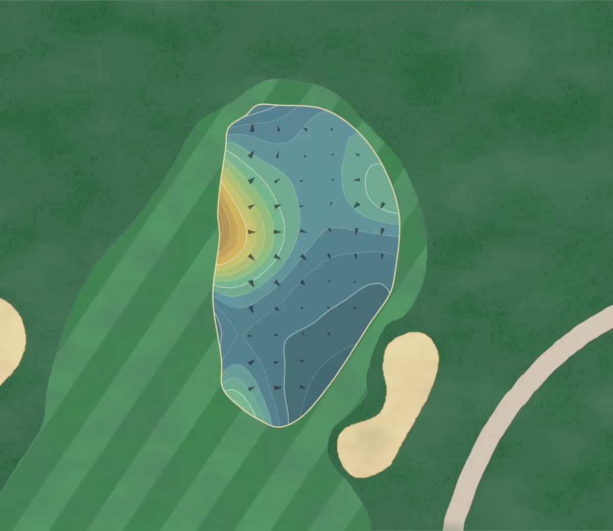Green contour map of Boca Grove in Boca Raton, Florida — 178 elevation contours at a 3-inch interval with fall-line arrows, traced from 1-meter lidar