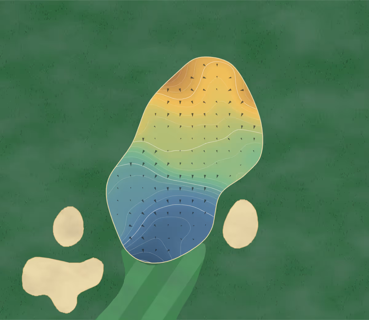 Green contour map of Bogey Creek in Farmington, Missouri — 199 elevation contours at a 3-inch interval with fall-line arrows, traced from 1-meter lidar
