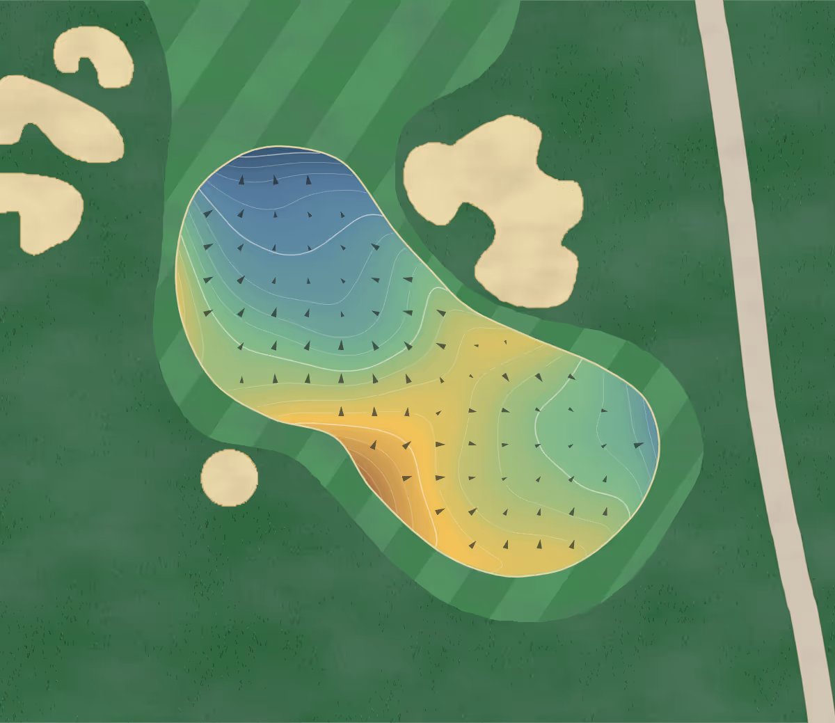Green contour map of Boiling Springs in Woodward, Oklahoma — 228 elevation contours at a 3-inch interval with fall-line arrows, traced from 1-meter lidar